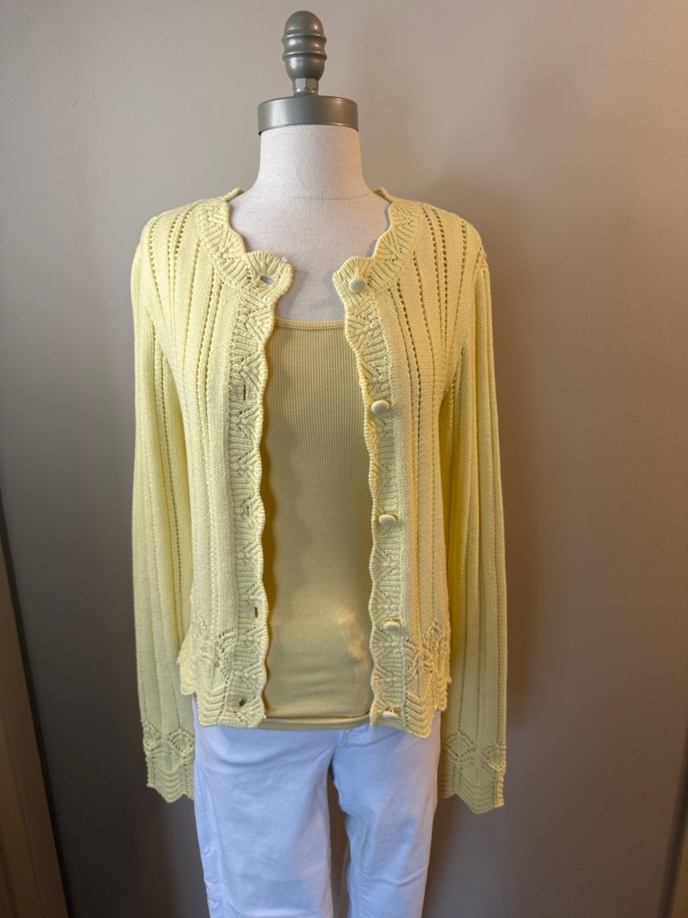 Joie Pale Yellow Knit Cardigan with Matching Tank
